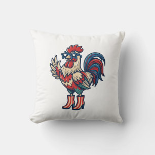 Cojín Decorativo Camiseta de grabado vintage de gallo patriótico co