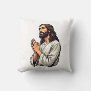 Cojín Decorativo Camiseta de grabado vintage de manos orando de Jes