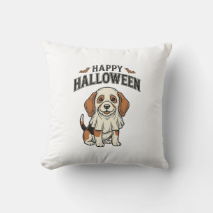 Cojín Decorativo Camiseta de grabado vintage de perro fantasma Feli