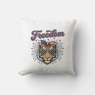 Cojín Decorativo Camiseta de grabado vintage patriota Tigre de la L
