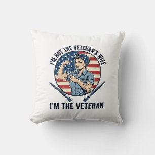Cojín Decorativo Camiseta de grabado vintage patriota veterana muje