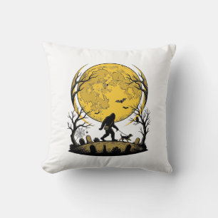 Cojín Decorativo Camiseta de Halloween de Bigfoot Luna Llena Paseo