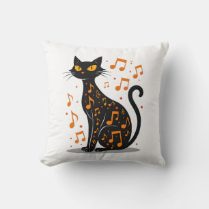 Cojín Decorativo Camiseta de Halloween de gato de nota musical Nota