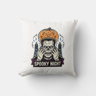 Cojín Decorativo Camiseta de Halloween de monstruo con grabado de l