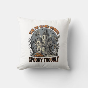 Cojín Decorativo Camiseta de Halloween embrujada de monos alados es