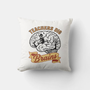 Cojín Decorativo Camiseta de Halloween para maestros Pun de cerebro