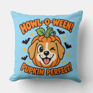 Cojín Decorativo Camiseta de Halloween para perro lindo Howl O Ween