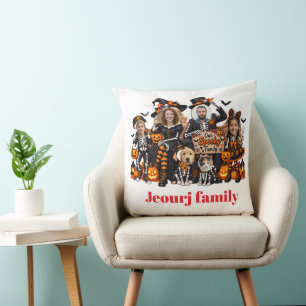 Cojín Decorativo Camiseta de Halloween personalizada para familia e