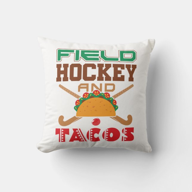 Cojín Decorativo Camiseta de Hockey y Tacos (Anverso)