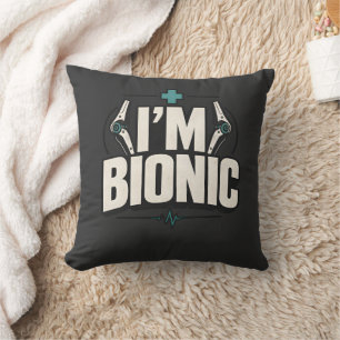 Cojín Decorativo Camiseta de humor de cirugía biónica Soy un pacien