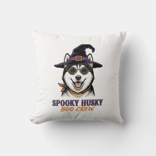 Cojín Decorativo Camiseta de Husky de Halloween Bruja Perro Gráfica