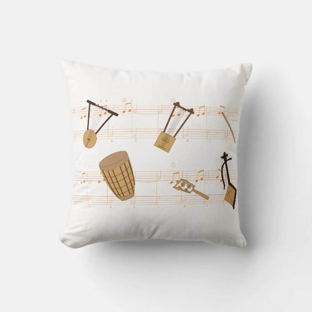 Cojín Decorativo Camiseta de instrumentos musicales etíopes (Anverso)