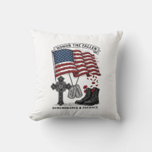 Cojín Decorativo Camiseta de la bandera del amapola de las botas de