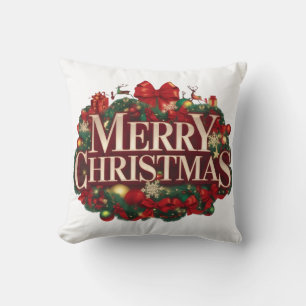 Cojín Decorativo Camiseta de manga larga Feliz Navidad