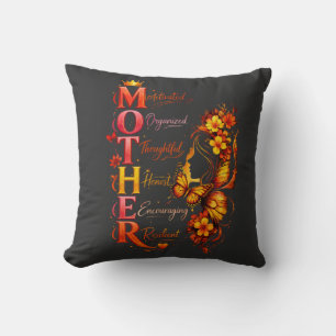 Cojín Decorativo Camiseta de mariposa de madre motivada