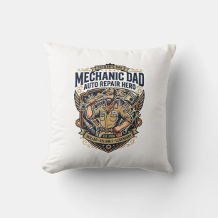 Cojín Decorativo Camiseta de mecánico del día del padre Dad diverti