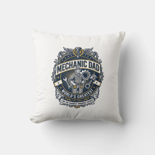 Cojín Decorativo Camiseta de mecánico del día del padre Dad diverti