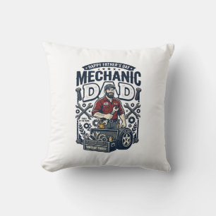 Cojín Decorativo Camiseta de mecánico del día del padre Dad diverti