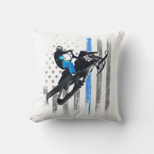 Cojín Decorativo Camiseta de moto de nieve de la bandera americana