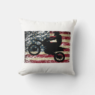 Cojín Decorativo Camiseta de motocross Dirt Bike USA bandera americ