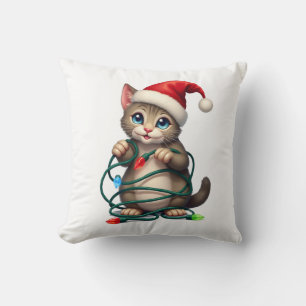 Cojín Decorativo Camiseta de Navidad con cuello en V de gato siamés