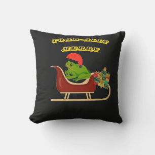 Cojín Decorativo Camiseta de Navidad de Rana Totalmente Alegre