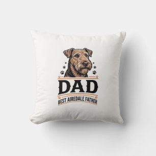 Cojín Decorativo Camiseta de padre de Airedale Terrier vintage_1