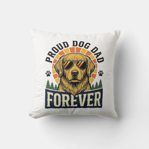 Cojín Decorativo Camiseta de Papá Perro Diseño Retro de Golden Retr