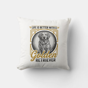 Cojín Decorativo Camiseta de perro amante de grabado vintage Retrie