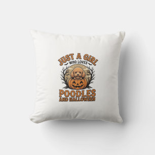Cojín Decorativo Camiseta de perro de calabaza vintage de niña de H