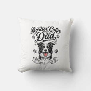 Cojín Decorativo Camiseta de perro de grabado vintage de papá Borde