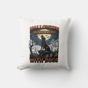 Cojín Decorativo Camiseta de perro de Halloween Vintage Graveyard P