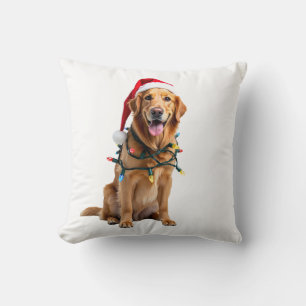 Cojín Decorativo Camiseta de perro de Navidad, Papá Noel Retriever