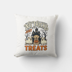 Cojín Decorativo Camiseta de perro fantasma de Halloween sin trucos