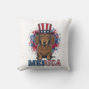 Cojín Decorativo Camiseta de perro vintage Merica Dachshund patriot