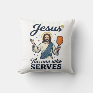 Cojín Decorativo Camiseta de pickleball de Jesús el que sirve