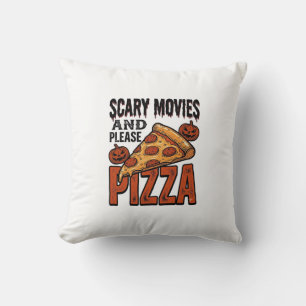Cojín Decorativo Camiseta de Pizza de Terror para Fans de Noche de