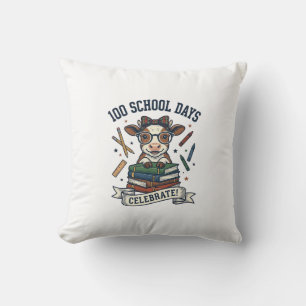 Cojín Decorativo Camiseta de profesor grabado vintage de vaca de 10