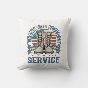 Cojín Decorativo Camiseta de servicio de botas patrióticas para vet