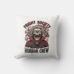 Cojín Decorativo Camiseta de terror vintage Diseño de cráneo de la