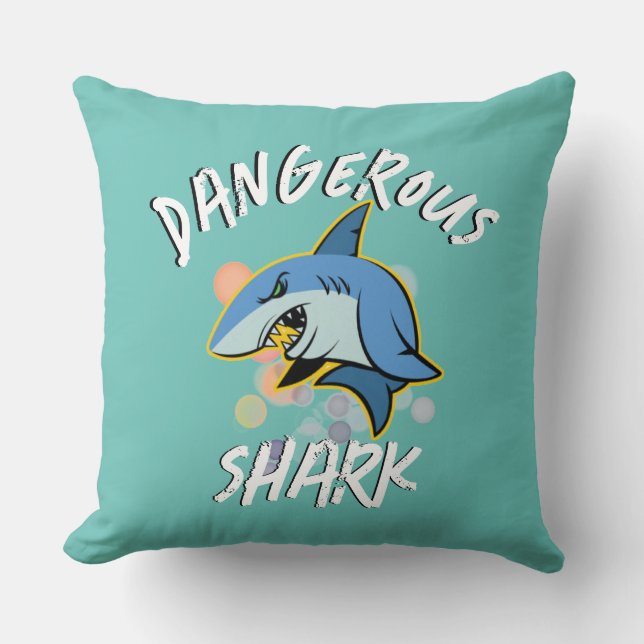 Cojín Decorativo Camiseta de tiburón peligroso (Anverso)