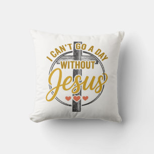 Cojín Decorativo Camiseta de tipografía cristiana de la cruz de Jes