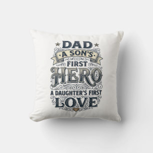 Cojín Decorativo Camiseta de tipografía vintage de amor hija héroe
