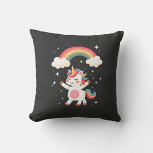 Cojín Decorativo Camiseta de Unicornio Dabbing - Arcoíris de Baile