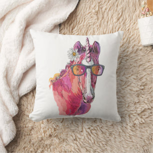 Cojín Decorativo Camiseta de unicornio de dibujo a mano