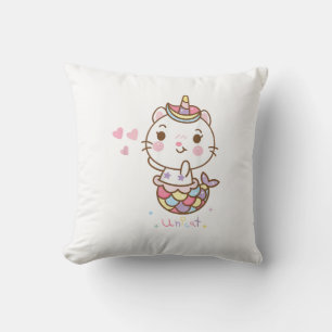 Cojín Decorativo Camiseta de Unicornio Gato - Gato Sirena Unicat Cr