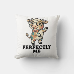 Cojín Decorativo Camiseta de vaca linda con gafas vibraciones perfe