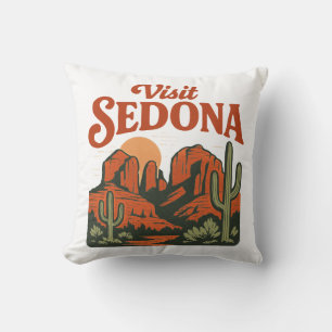 Cojín Decorativo Camiseta de viaje vintage "Visita Sedona" del desi