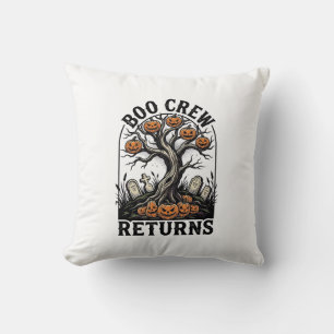 Cojín Decorativo Camiseta del árbol de Halloween Gráfica de calabaz