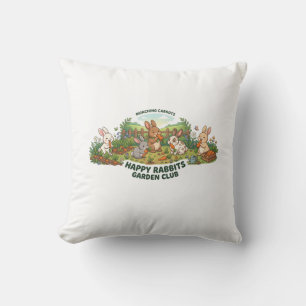 Cojín Decorativo Camiseta del Club de Jardinería de Conejos Felices